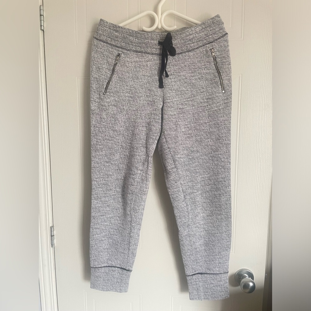 Aerie Gray Knit Joggers M Zip Pocket Cotton Blend Athleisure Lounge Pants
